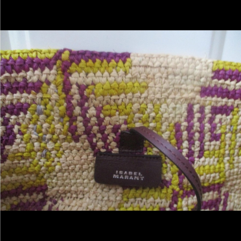Isabel Marant Woven Shoulder Bag in Purple, Yellow & Cream - Picture 9 of 10